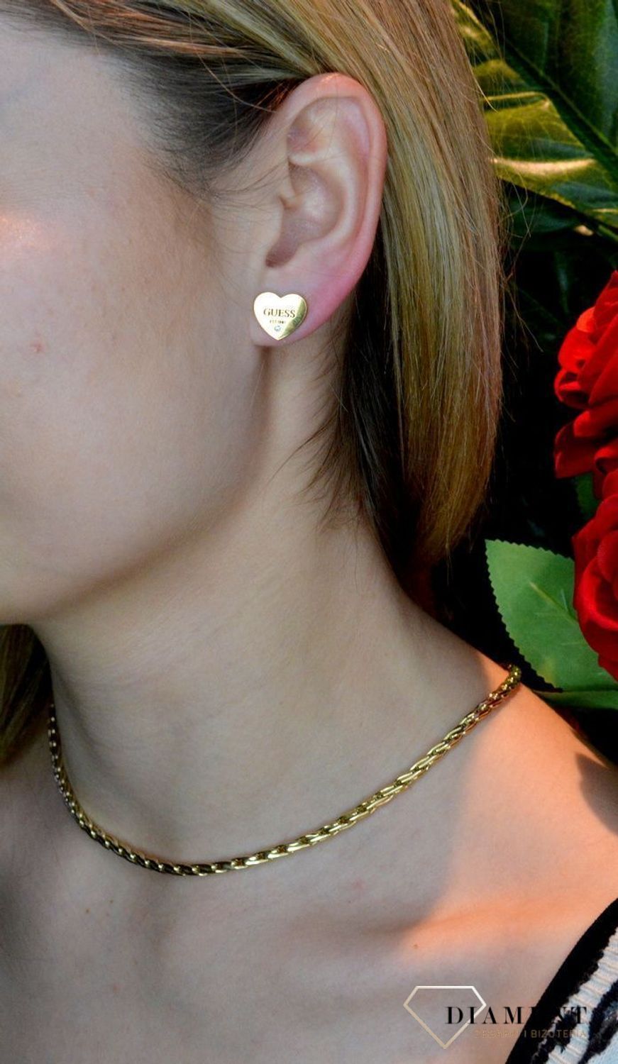 Kolczyki damskie GUESS 'Złote serce z kryształem' JUBE02177JWYGTdf.jpg