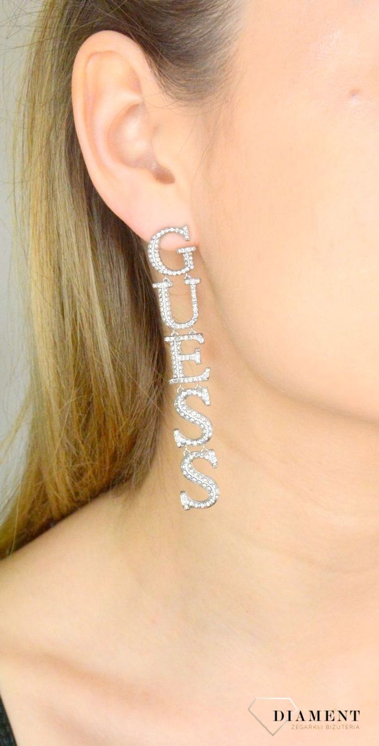 Kolczyki GUESS stalowe duży napis Guess z cyrkonią JUBE02219JWRHT-u.jpg