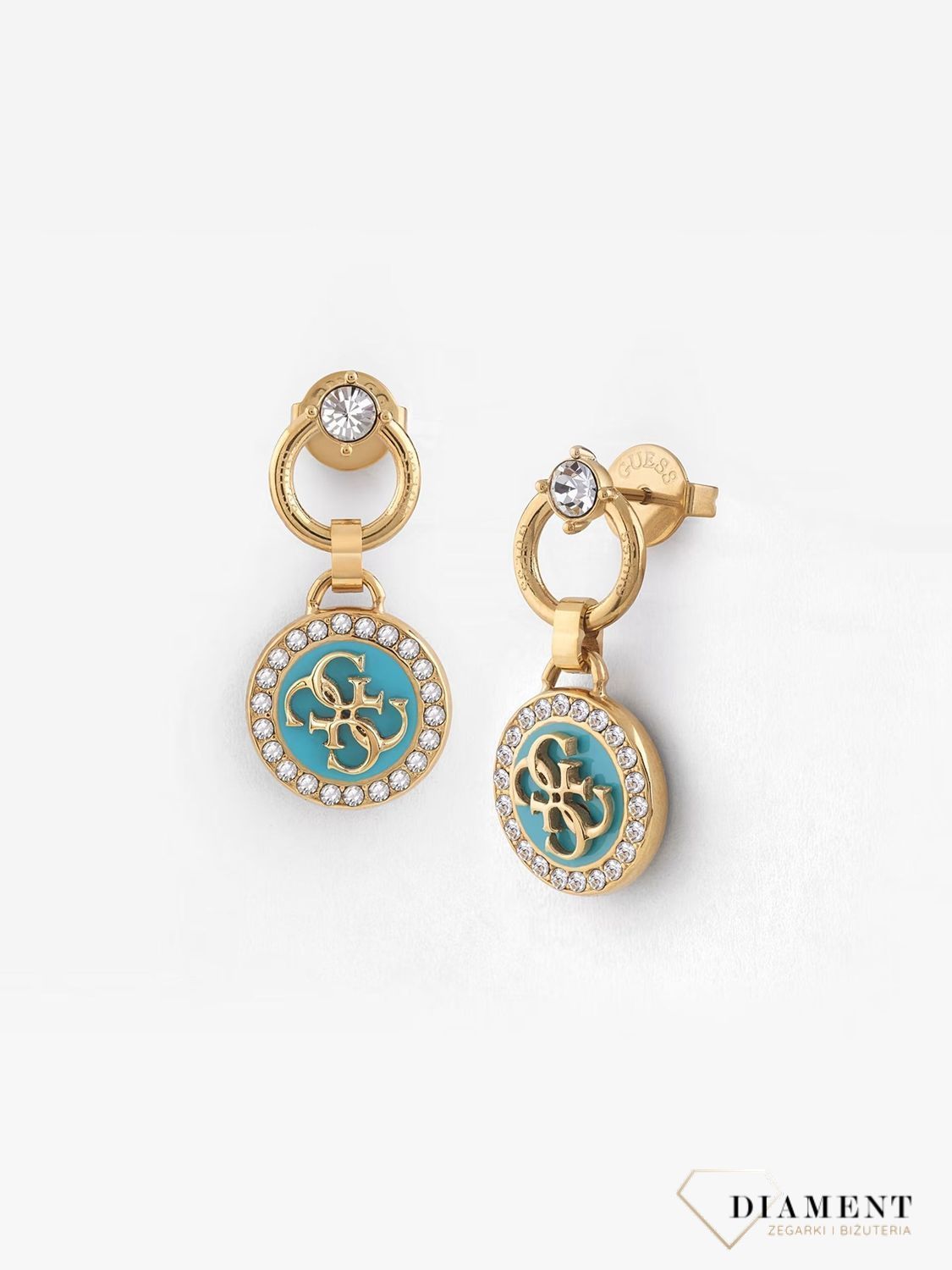 Kolczyki damskie GUESS wiszące w kolorze jaja drozda JUBE03122JWYGAQ. Kolczyki wiszące w kolorze Tiffany Blue. Kolczyki jasnoniebieski kolor jaja drozda. Markowe kolczyki Guess. Oryginalna biżuteria Guess. Kolczyki na la1.jpg