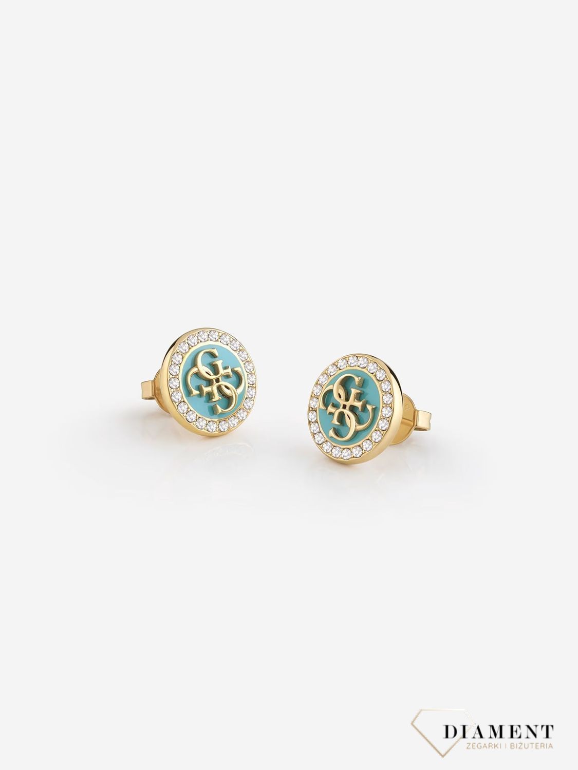 Kolczyki damskie GUESS wkrętki kolor jaja drozda JUBE03123JWYGAQ.  Markowe kolczyki ze stali. Biżuteria oryginalna Guess. Kolczyki na lato. Kolczyki w kolorze Tiffany Blue. Modna biżuteria na lato..jpg