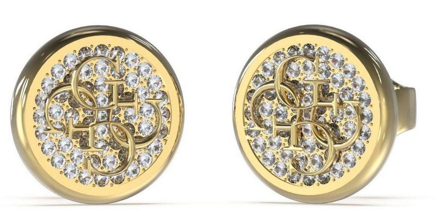 Pozłacane kolczyki damskie Guess stalowe  logo i cyrkonia  1,2 cm.jpg