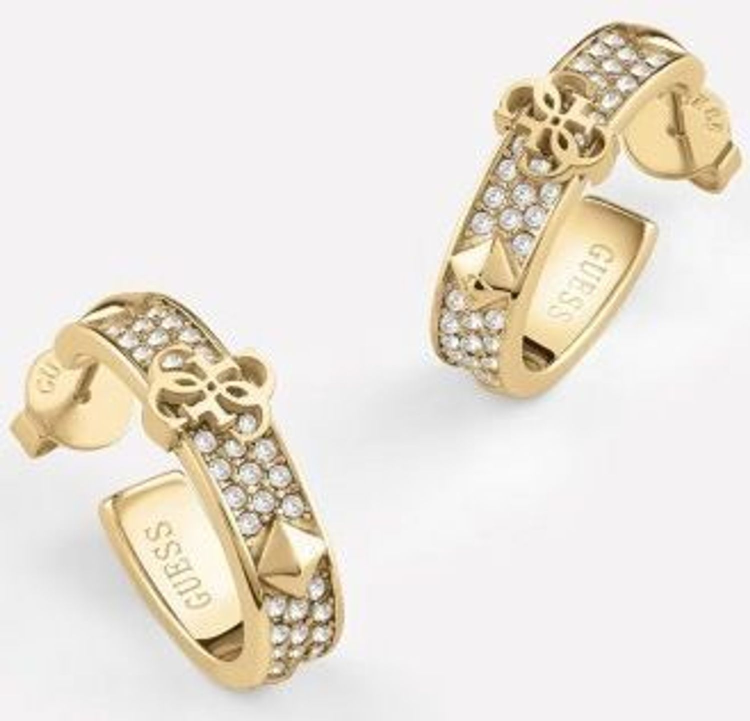 Złote kolczyki koła GUESS owalne logo Guess JUBE03284JWYGTU. Kolczyki GUESS stalowe pozłacane owalne logo Guess.jpg