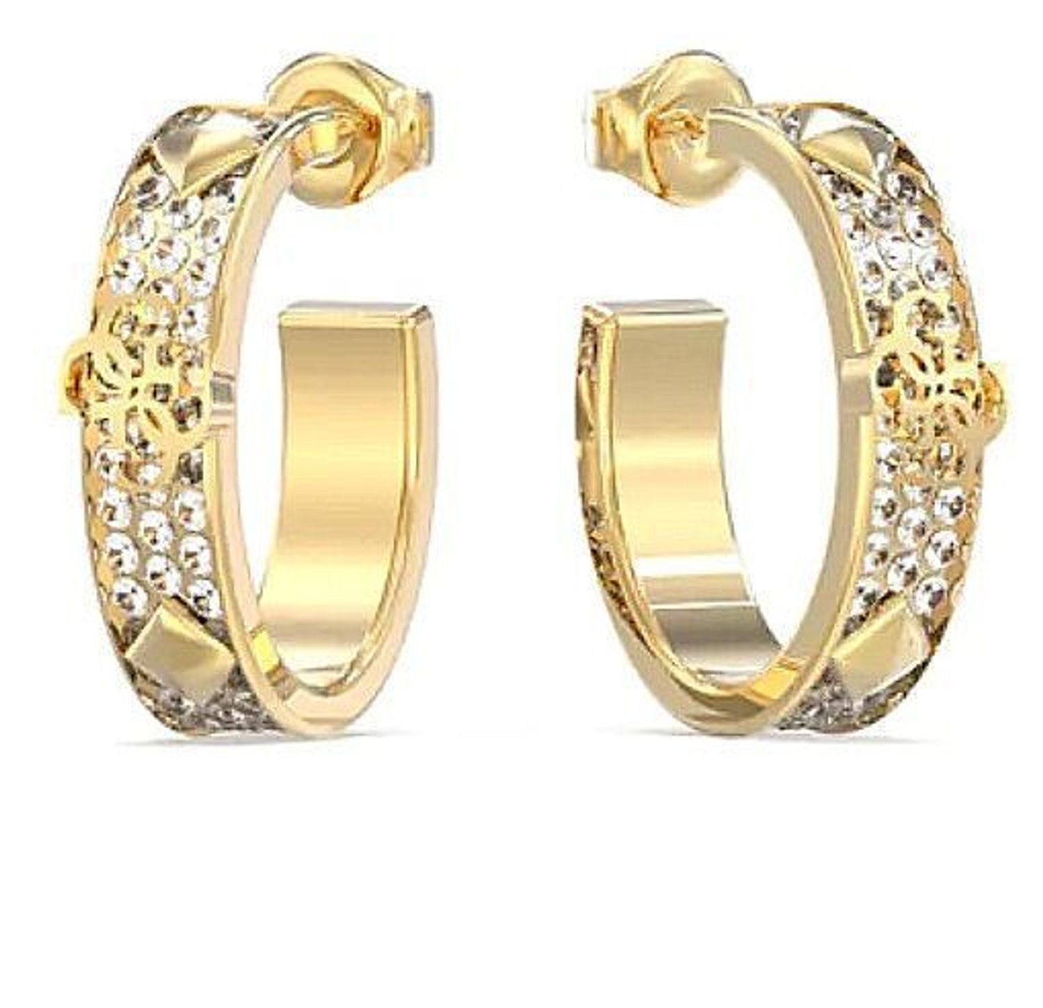 Złote kolczyki koła GUESS owalne logo Guess JUBE03284JWYGTU. Kolczyki GUESS stalowe pozłacane owalne logo Guess.jpg