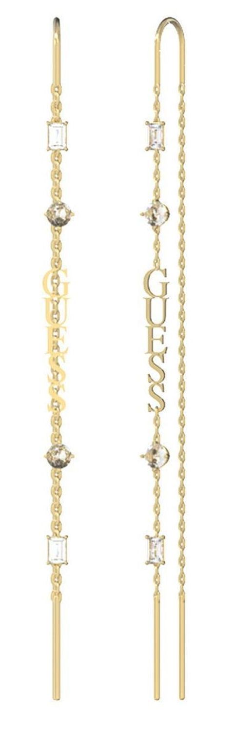 Kolczyki GUESS stalowe pozłacane łańcuszki logo Guess przeciągane JUBE03297JWYGT-U. Kolczyki damskie Guess. Kolczyki stalowe Guess. Kolczyki stalowe pozłacane Guess. Kolczyki damskie stalowe Guess na prezent..jpg