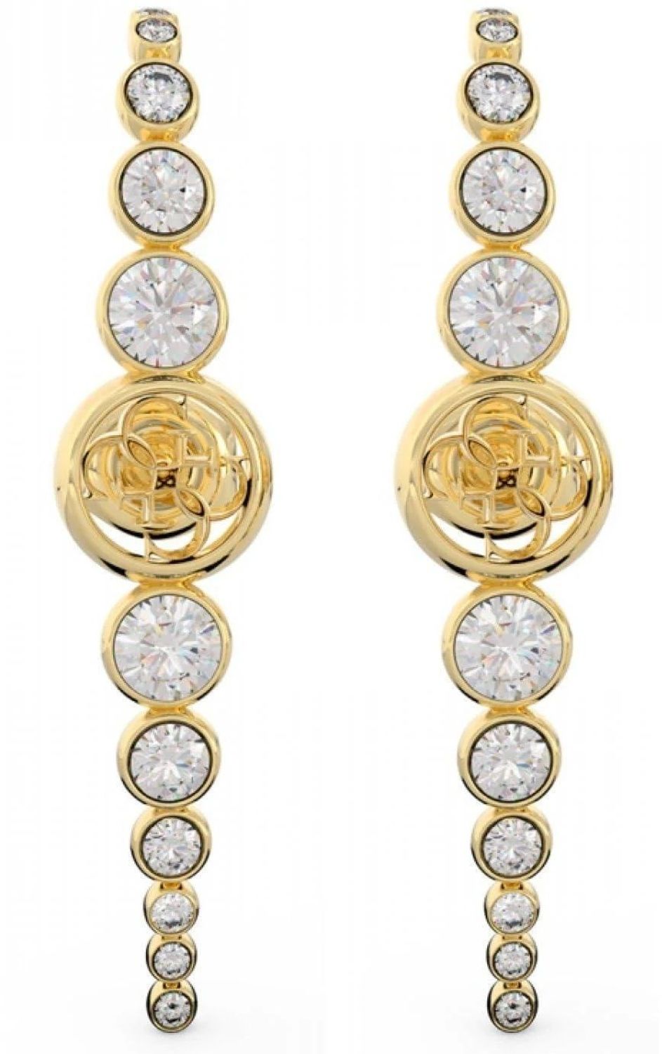 Kolczyki GUESS stalowe logo Guess podłużne z cyrkoniami JUBE03372JWYGT-U. Kolczyki damskie Guess. Kolczyki stalowe Guess. Kolczyki stalowe Guess. Kolczyki stalowe w złotym kolorze. Kolczyki na prezent Guess..jpg