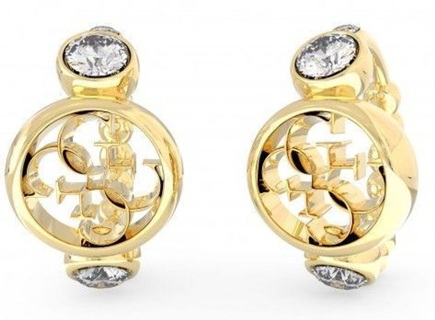 Kolczyki GUESS stalowe logo Guess kółeczka z cyrkoniami JUBE03373JWYGT-U. Kolczyki damskie Guess. Kolczyki stalowe Guess. Kolczyki pozłacane stalowe Guess. Kolczyki stalowe kółeczka. Kolczyki na prezent Guess..jpg