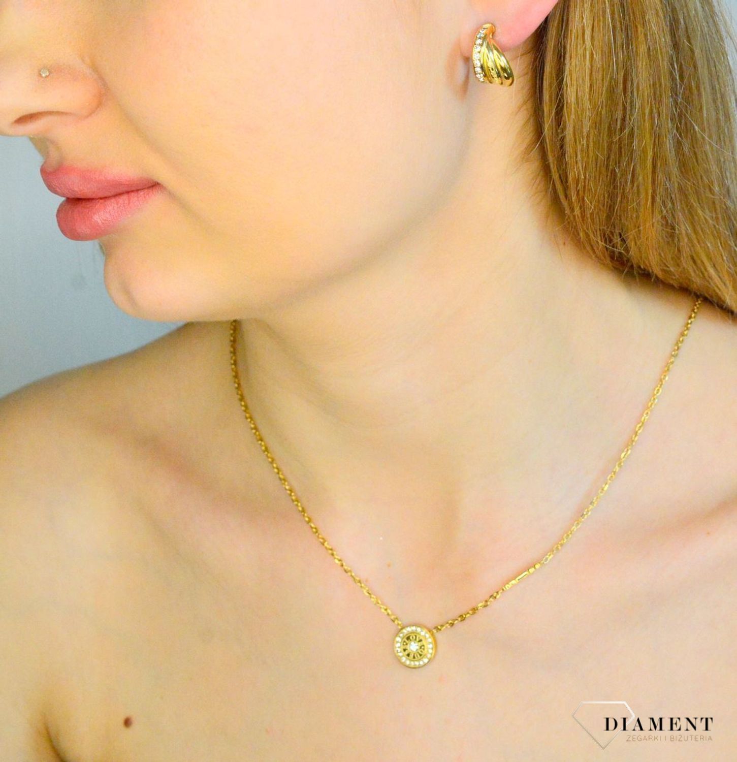 Kolczyki damskie stalowe wkrętki  w kolorze złotym Guess Perfect JUBE04066JWYGT-U.png