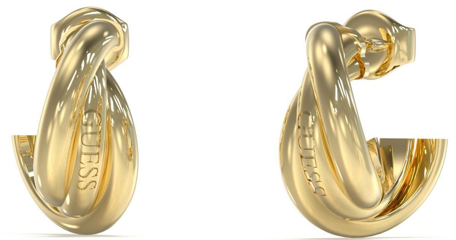 Poznaj kolczyki Guess Perfect JUBE04070JWYGTU – eleganckie złote kolczyki ze splecionych kół, wykonane z trwałej stali. Idealne na każdą okazję!1.jpg