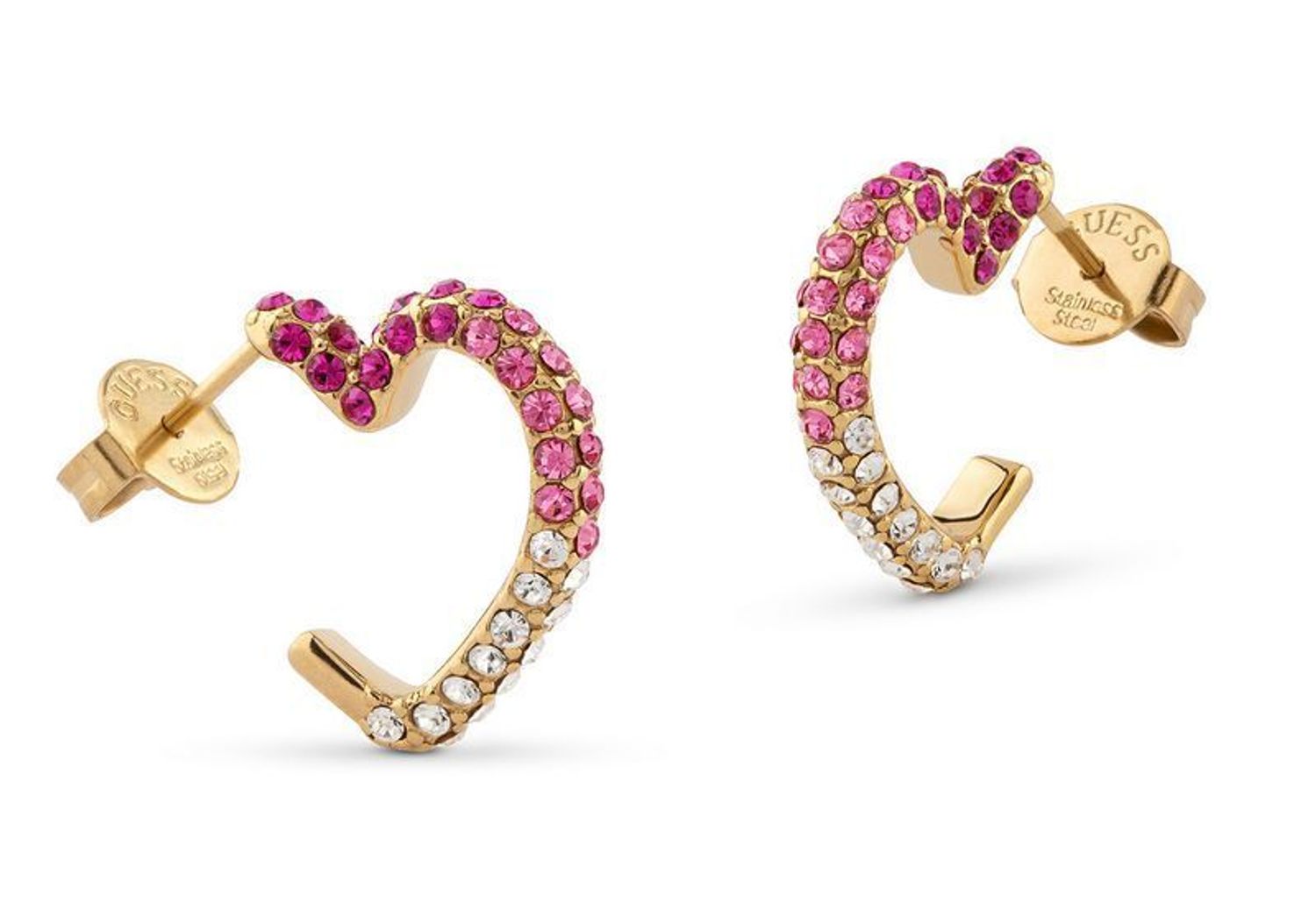 Kolczyki serca z różowymi cyrkoniami Guess JUBE05006JWYGPKTU.jpg