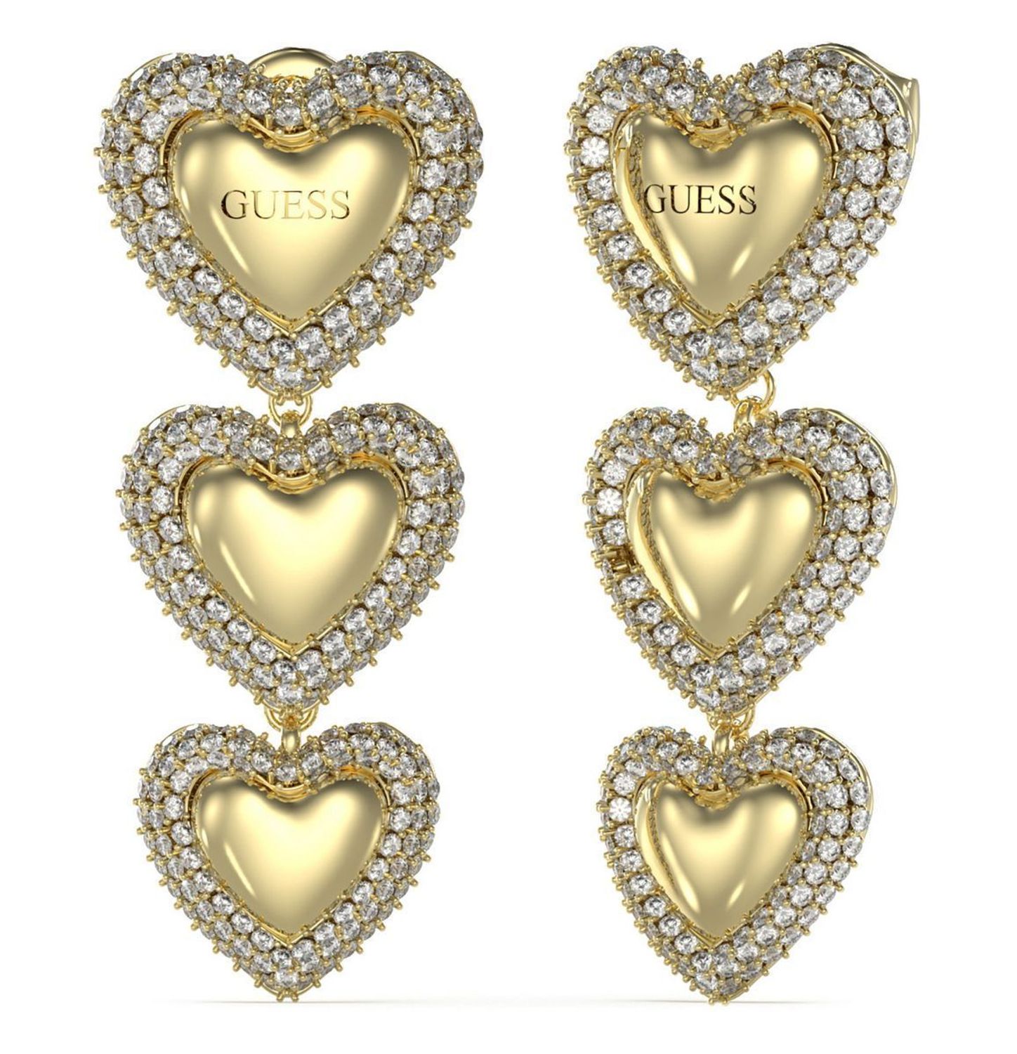 Złote kolczyki Guess trzy serca wiszące z cyrkoniami JUBE05013JWYGT-U stalowe JUBE05013JW-YG.jpg