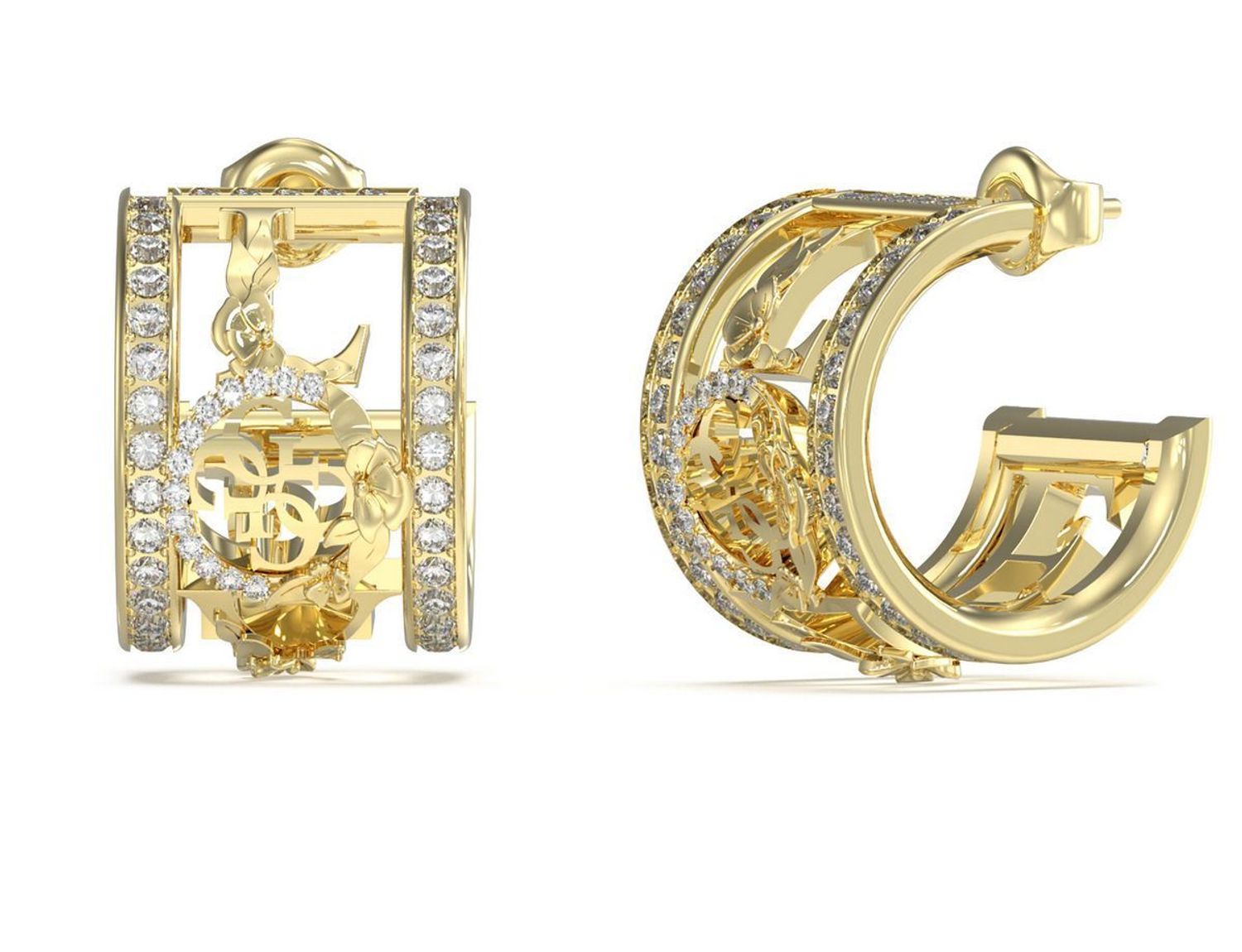 Szerokie kolczyki koła Guess Love z cyrkonią JUBE05036JWYGT-U love.jpg