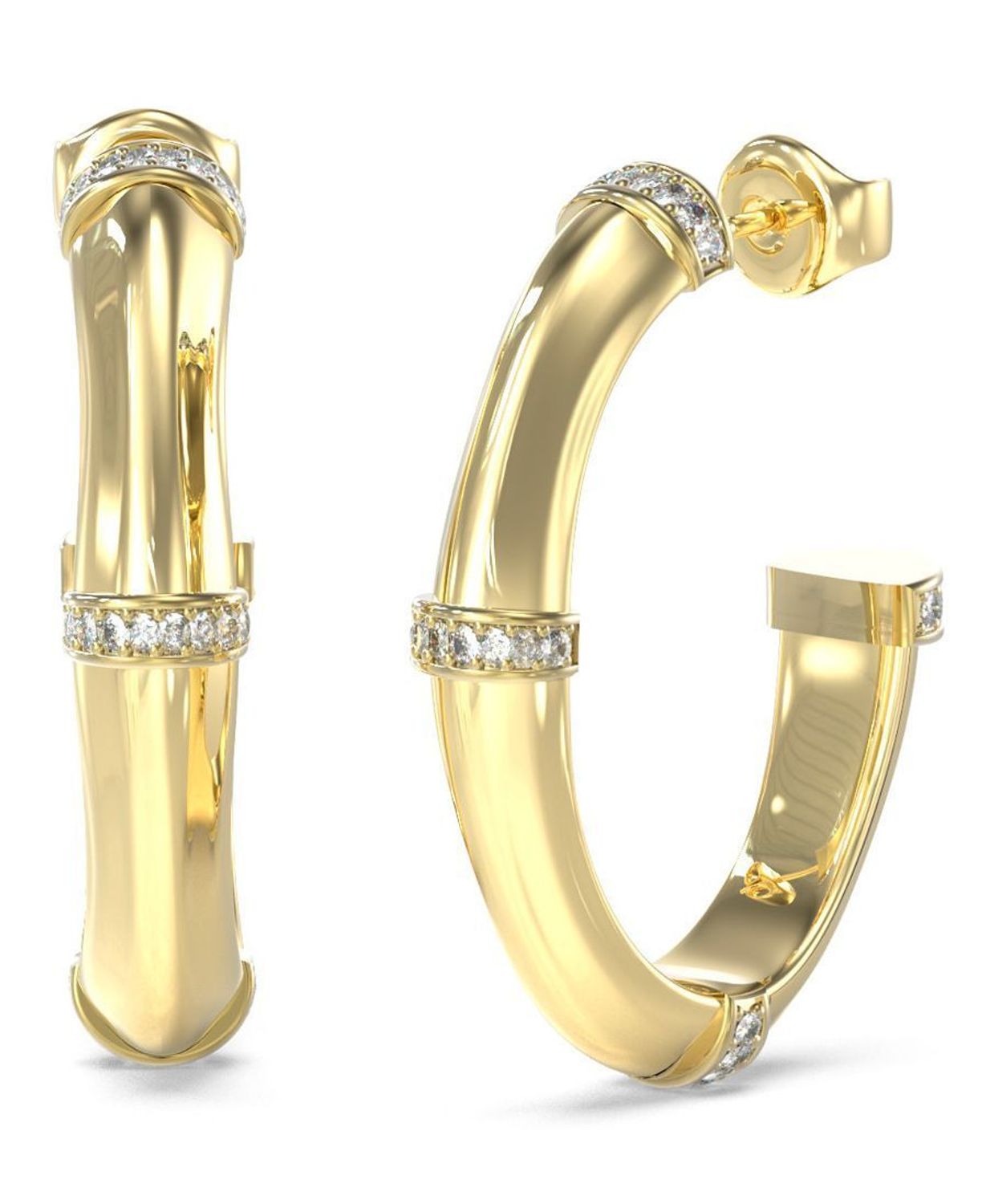 Kolczyki damskie Guess Bamboo 🌿 pozłacane  Cyrkonie i logo ✨.jpg