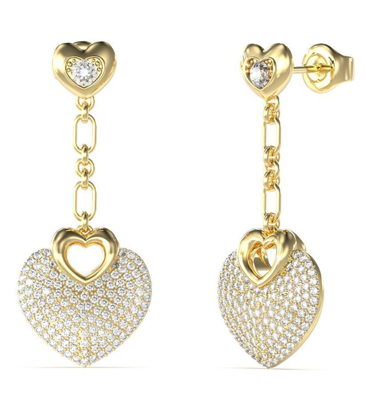 Kolczyki damskie Guess z dwoma sercami jednen wiszący  serce w cyrkonii  4 cm.jpg