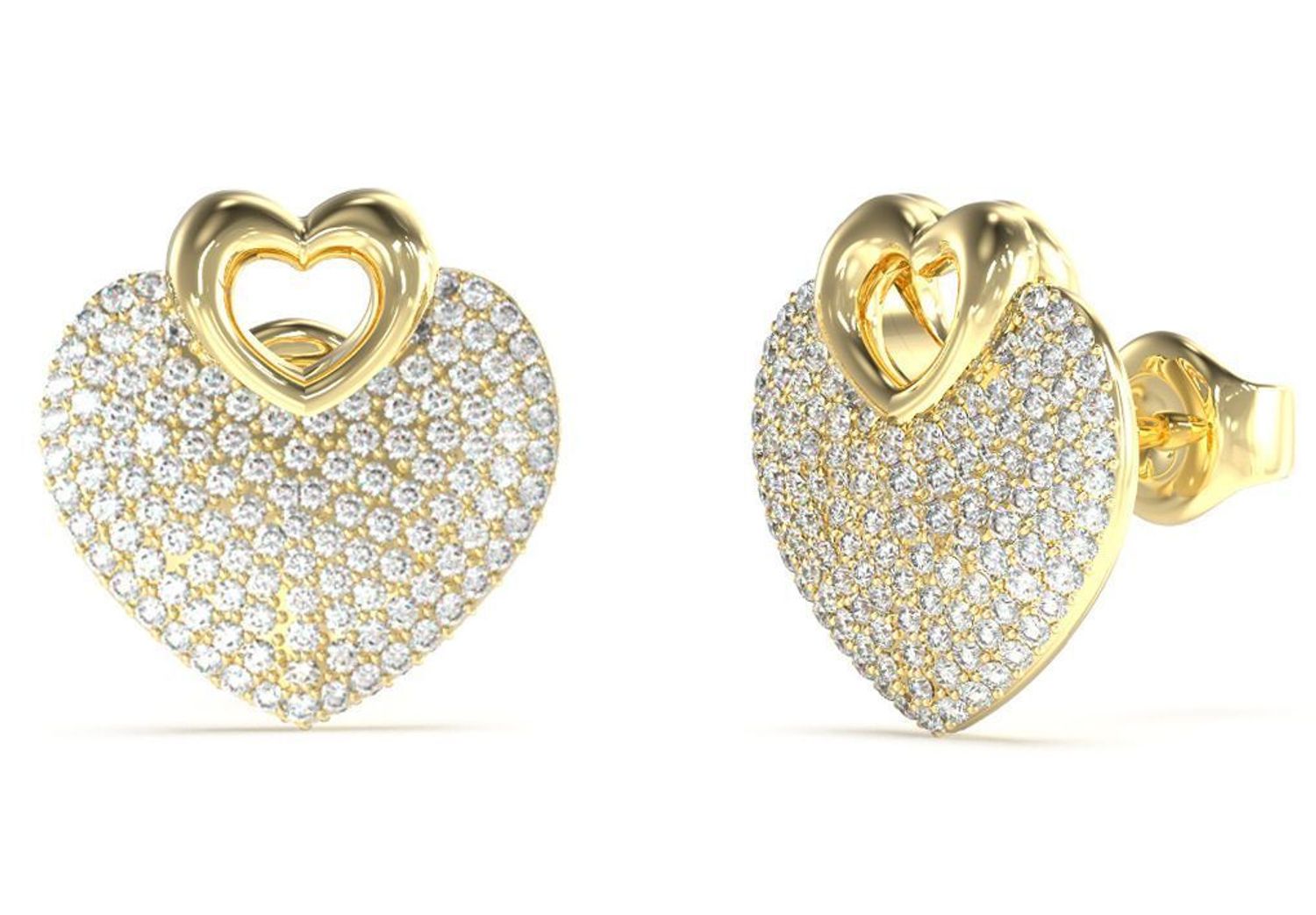 Pozłacane kolczyki Guess Crazy In Love Serca z cyrkonią  cyrkonia 1,5 cm.jpg