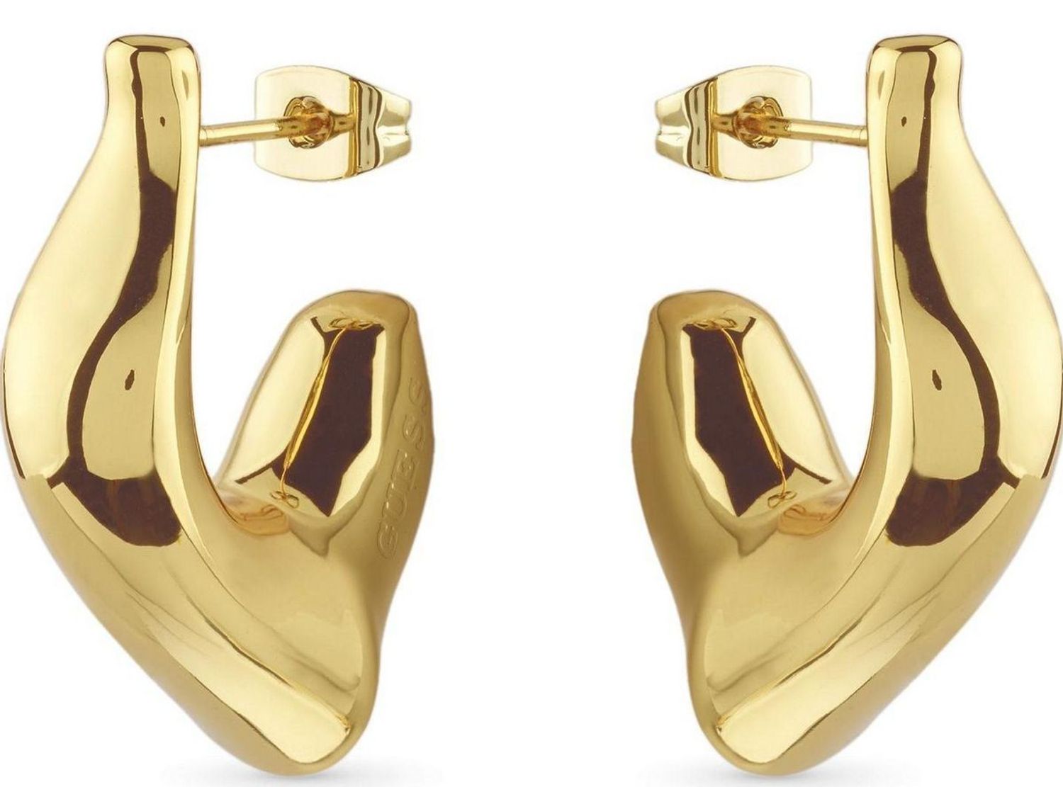 Kolczyki damskie Guess JUBE05340JWYGTU wykonane ze stali pozłacanej, geometryczne, długość 3 cm, zapięcie na sztyft. Stylowy i nowoczesny dodatek na każdą okazję.1.jpg