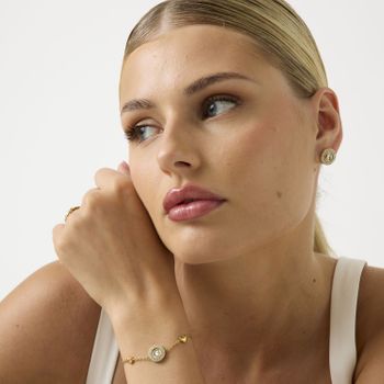 Kolczyki damskie Guess złote z literką 'G' perłowym środkiem i cyrkoniami (1).jpg