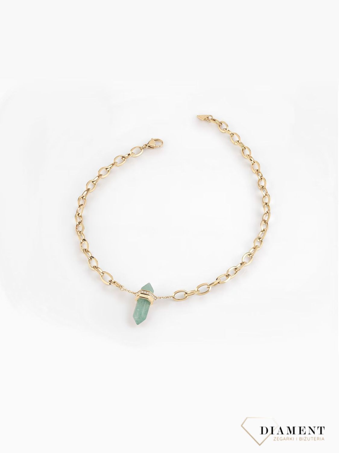 Naszyjnik damski GUESS Good Vibes kamień Fluoryt JUBN03117JWYGF. Naszyjnik markowy z kamieniem naturalnym Guess. Oryginalna biżuteria Guess. Naszyjnik z fluorytem. Naszyjnik duży kamień naturalny..jpg