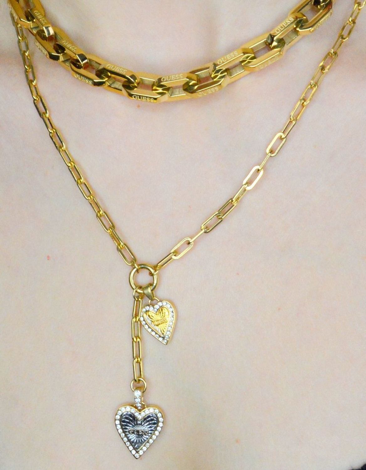 Złoty naszyjnik damski Guess Walentynkowe serca logo Guess JUBN03407JWYGRHT-U..jpg