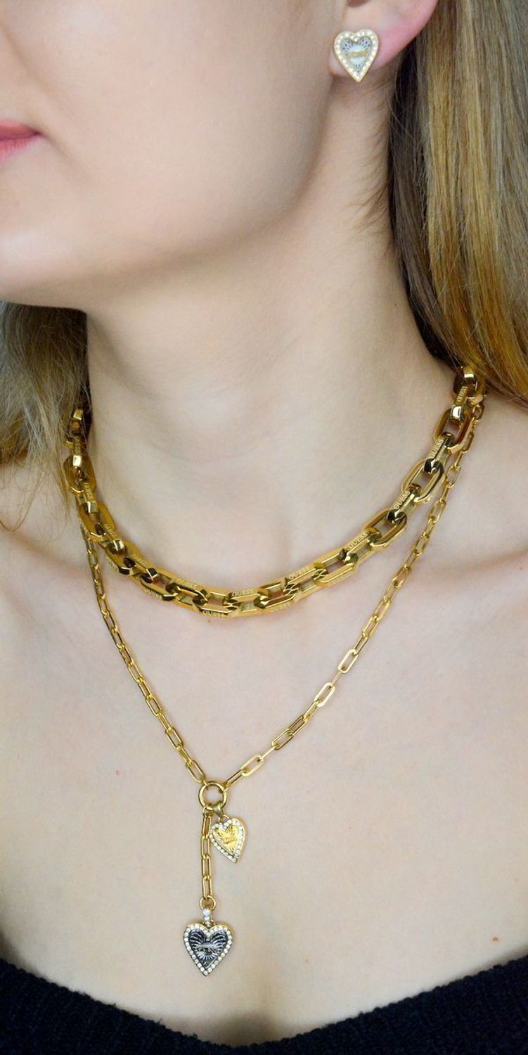 Złoty naszyjnik damski Guess Walentynkowe serca logo Guess JUBN03407JWYGRHT-U..jpg