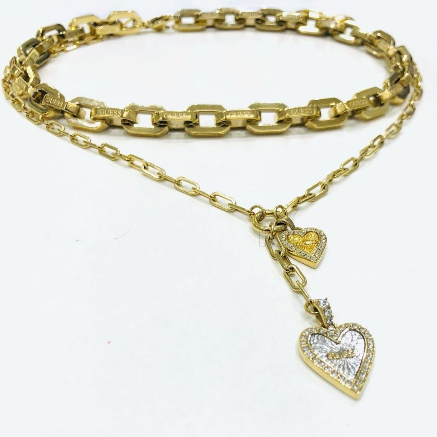 Złoty naszyjnik damski Guess Walentynkowe serca logo Guess JUBN03407JWYGRHT-U..jpg
