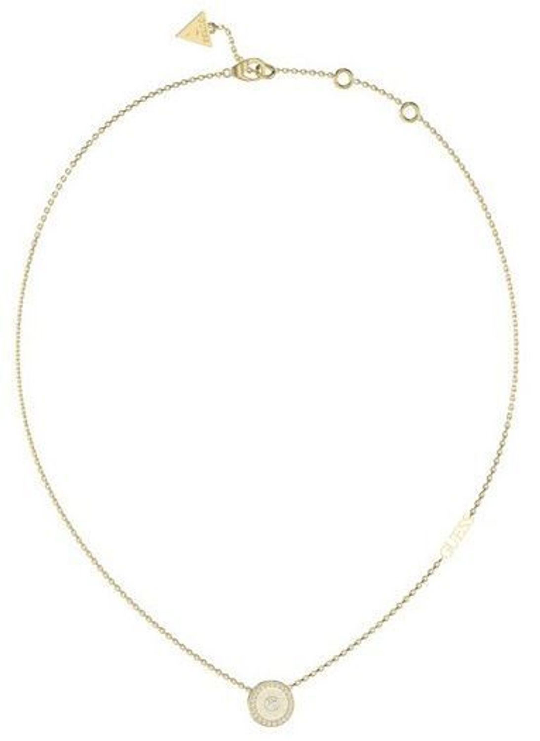 Naszyjnik damski Guess 💎 pozłacany stalowy  Okrągła zawieszka z logo i cyrkonią ✨ (2).jpg