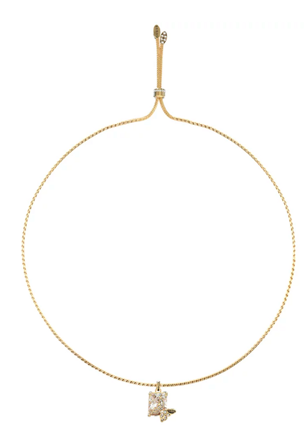 Naszyjnik GUESS pozłacany Chrysalis z prostokątnym kryształkiem i motylem JUBN04097JWYGT-U.png