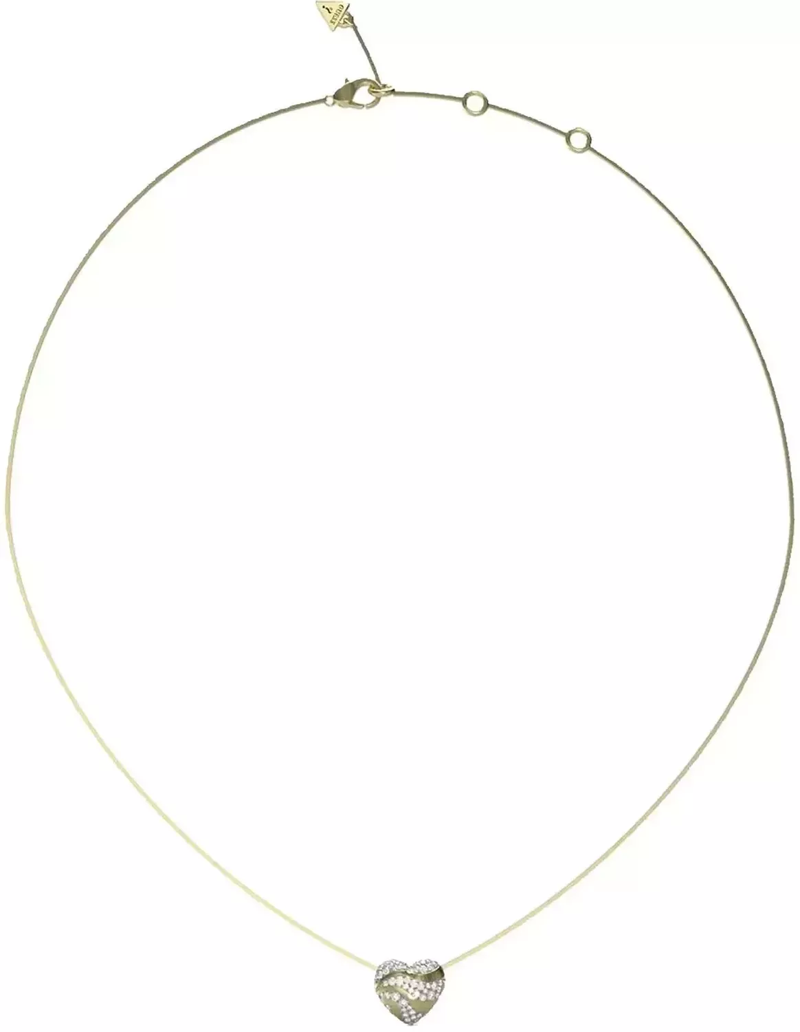 Naszyjnik GUESS JUBN04501JWYGTU Stalowy, naszyjnik składający się z łańcuszka z zawieszką ozdobioną w cyrkonie z logo Guess. Wyjątkowa ozdoba, która świetnie się sprawdzi jako dodatek do eleganckich stylizacji.1.webp