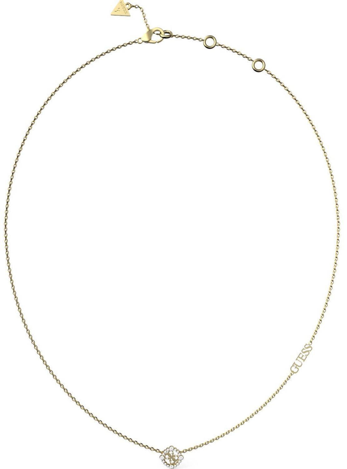 Naszyjnik GUESS JUBN04643JWYGTU Stalowy, naszyjnik składający się z łańcuszka z zawieszką ozdobioną w cyrkonie z logo Guess. Wyjątkowa ozdoba, która świetnie się sprawdzi jako dodatek1.jpg
