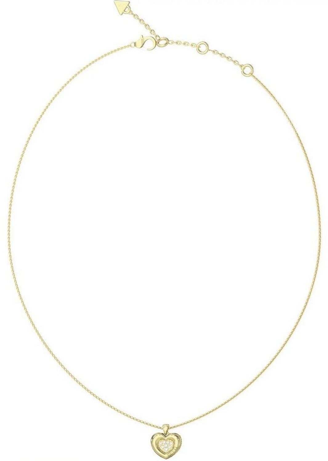 Naszyjnik GUESS JUBN05463JWYGTU – elegancki złoty naszyjnik ze stali 316L, ozdobiony sercem z cyrkoniami. Trwały, bez niklu i pełen blasku – idealny prezent dla kobiety ceniącej klasykę i styl..jpg