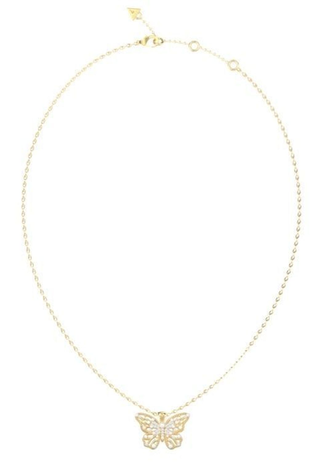 Naszyjnik Guess Stalowy Złoty z Motylkiem, Cyrkoniami i Perełkami JUBN06119JWYGT-U.jpg