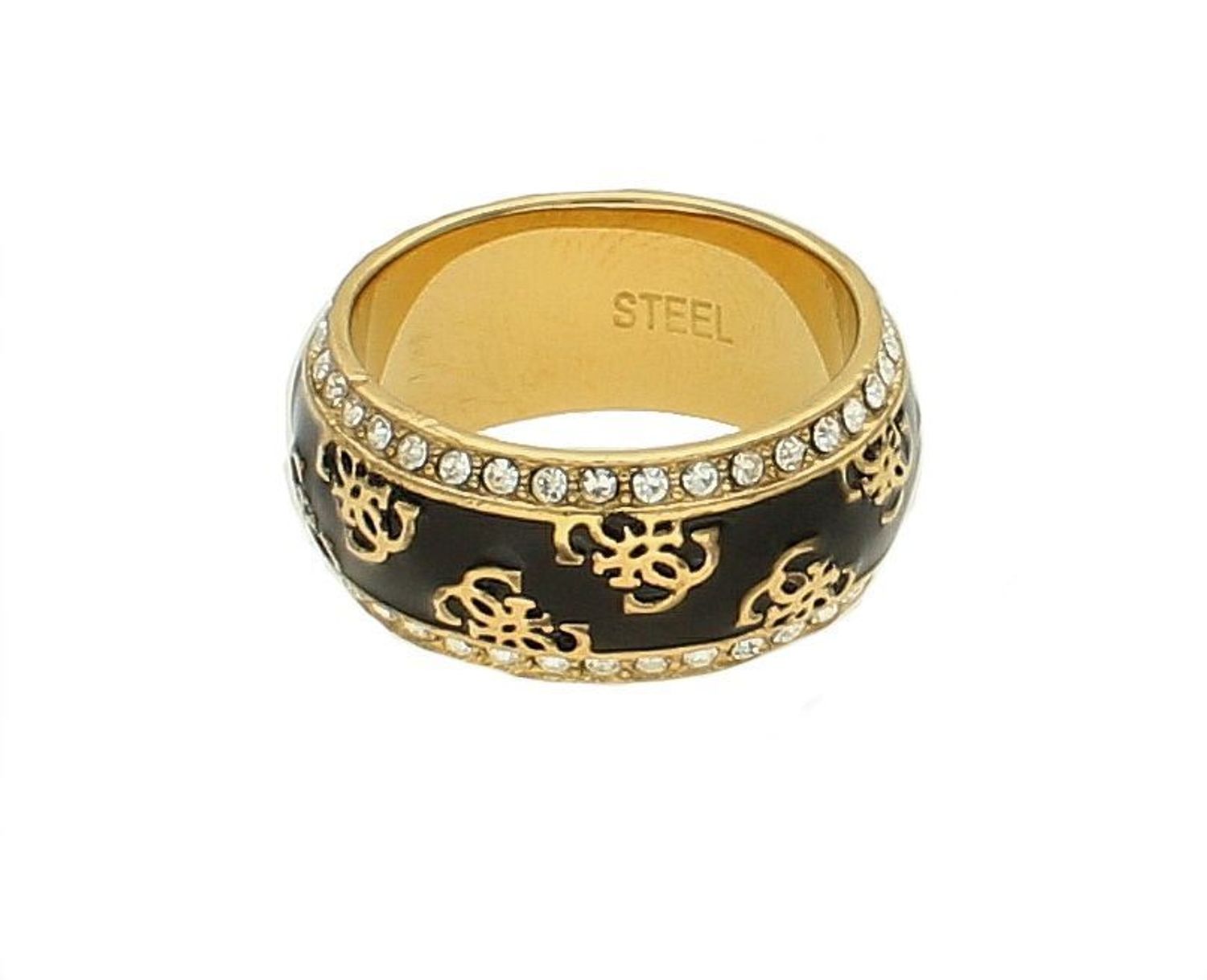 Pierścionek damski Guess logowany z czarną emalią JUBR02279JWYGBK. Pierścionek damski Guess. Pierścionek logowany Guess. Pierścionek damski obrączka marki Guess. Obrączka czarna Guess. Biżuteria Guess na prezen.jpg