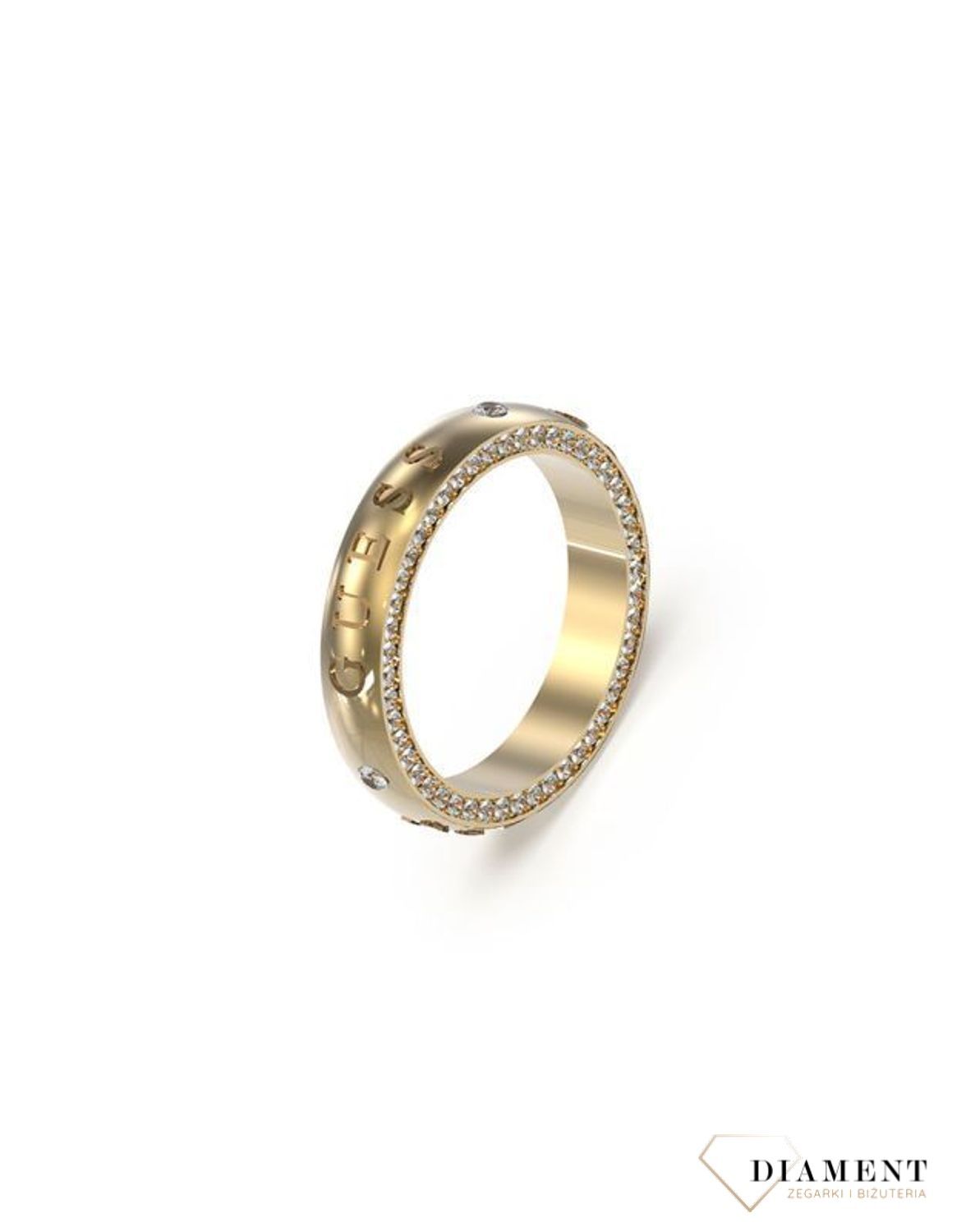 Pierścionek damski GUESS obrączka z cyrkoniami JUBR03164JWYG.  Markowy pierścionek z Guessa. Pierścionek na prezent dla ukochanej. Oryginalna biżuteria Guess. Pierścionek modny na lato. Obrączka z guessa..jpg