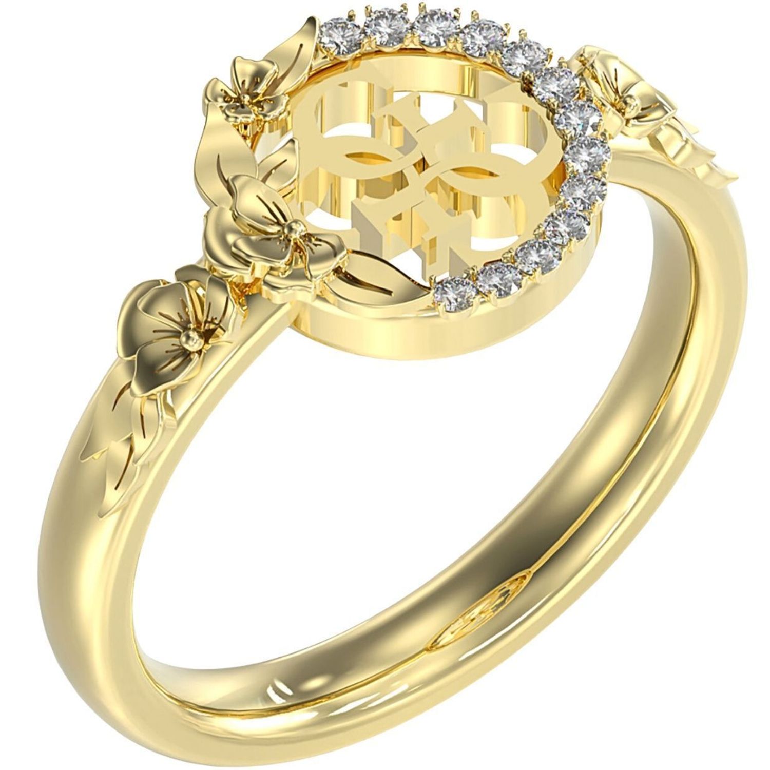 Pierścionek damski GUESS JUBR05042JWYG56 złoty z cyrkoniami i motywem kwiatów – Rozmiar 16.jpg