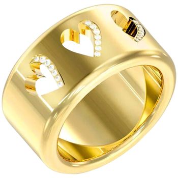 GUESS złoty pierścionek z trzema sercami i białymi cyrkoniami – szerok, rozmiar 18 ...jpg