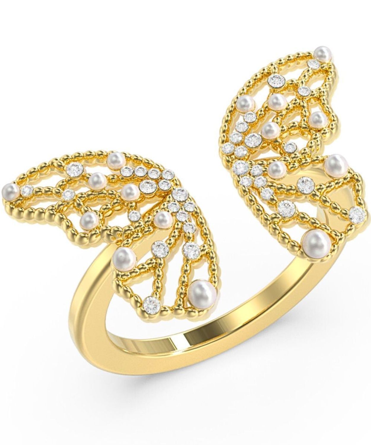 Pierścionek Guess Motyl złoty z cyrkoniami i perełkami JUBR06118JWYG fashion.jpg