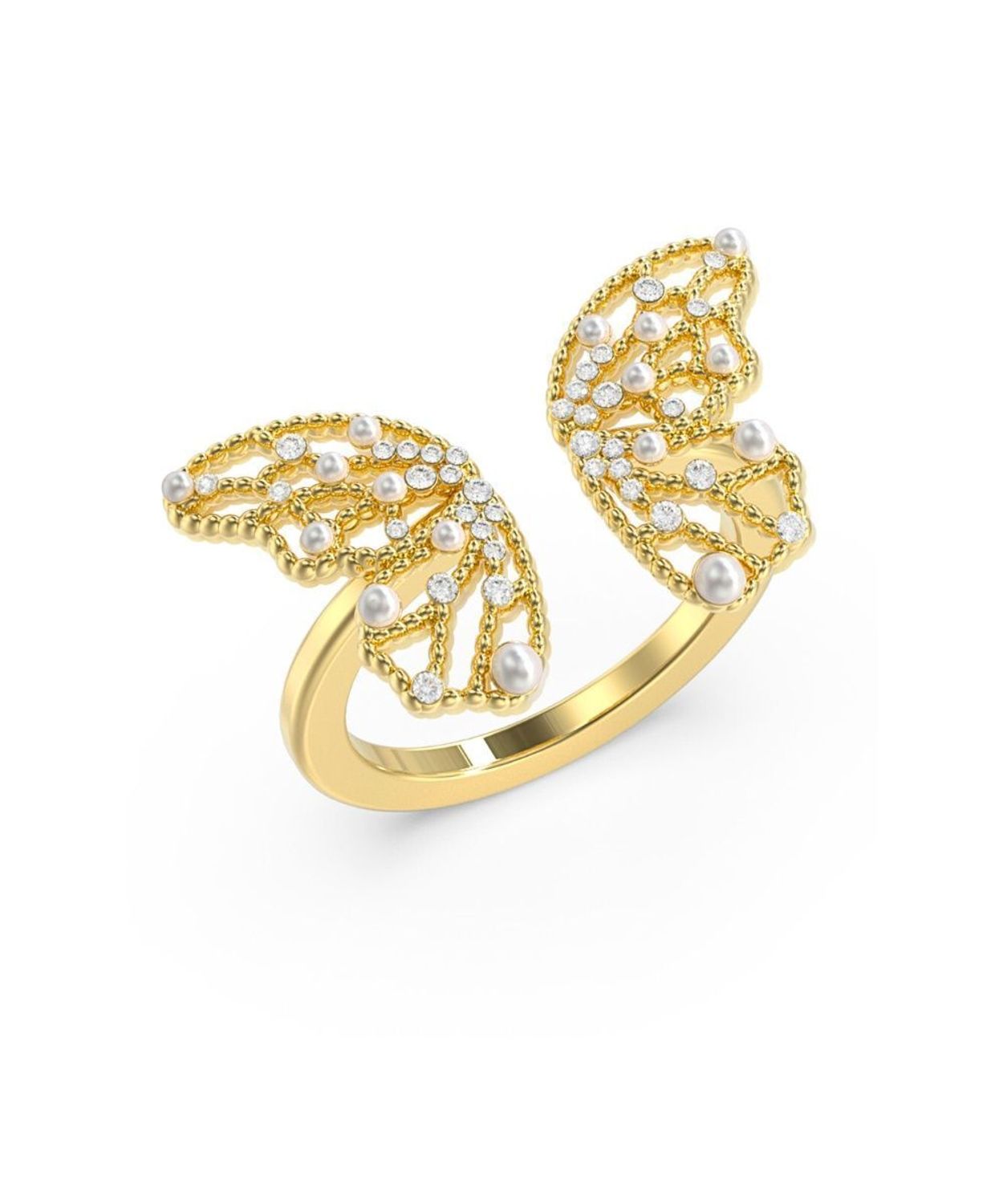 Pierścionek Guess Motyl złoty z cyrkoniami i perełkami JUBR06118JWYG fashion.jpg