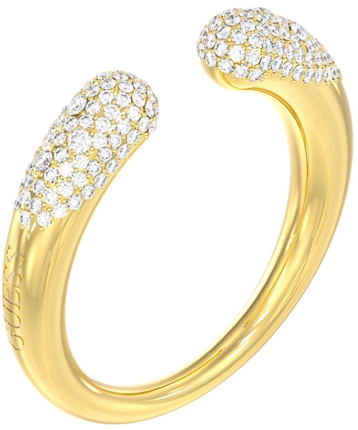 Pierścionek damski Guess z cyrkoniami – otwarty model, stal antyalergiczna 5 mm JUBR06256JWYG.jpg