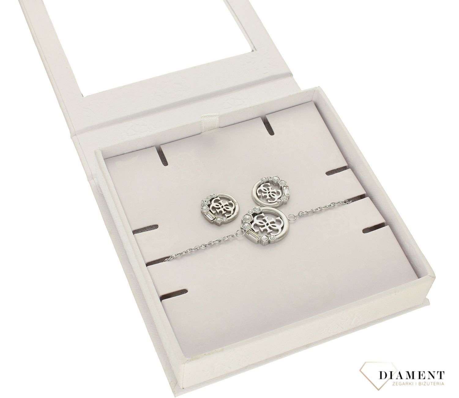 Komplet stalowy GUESS w kolorze srebrnym z cyrkoniami JUBS01016JWRHS ✓ Biżuteria GUESS ✓Komplet  Guess wykonany z najwyższej jakości stali w kolorze srebrnym 'Guess'✓ Oficjalny Sklep Online (2).jpg