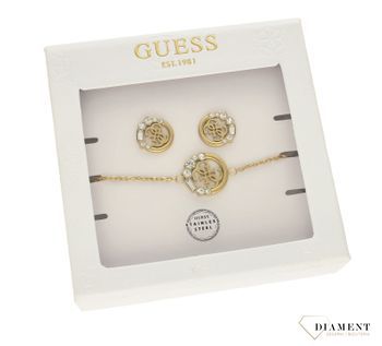 Komplet stalowy GUESS w kolorze złotym z cyrkoniami JUBS01016JWYGS✓ Biżuteria GUESS ✓Komplet Guess wykonany z najwyższej jakości stali w kolorz (2).jpg