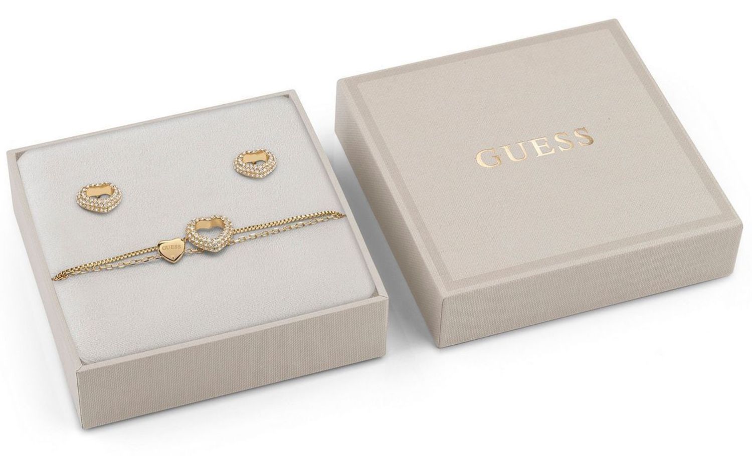 Komplet biżuterii GUESS bransoletka serca i kolczyki serca JUBS05075JWYGL Komplet damski.jpg