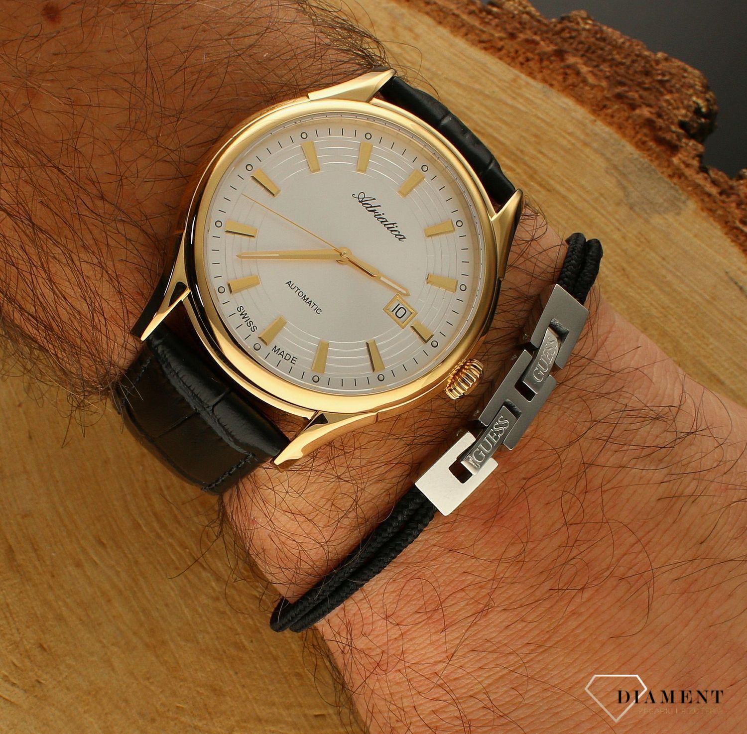 Bransoletka męska GUESS na sznureczku z cyrkoniami JUMB03034JWSTYBT U.webp