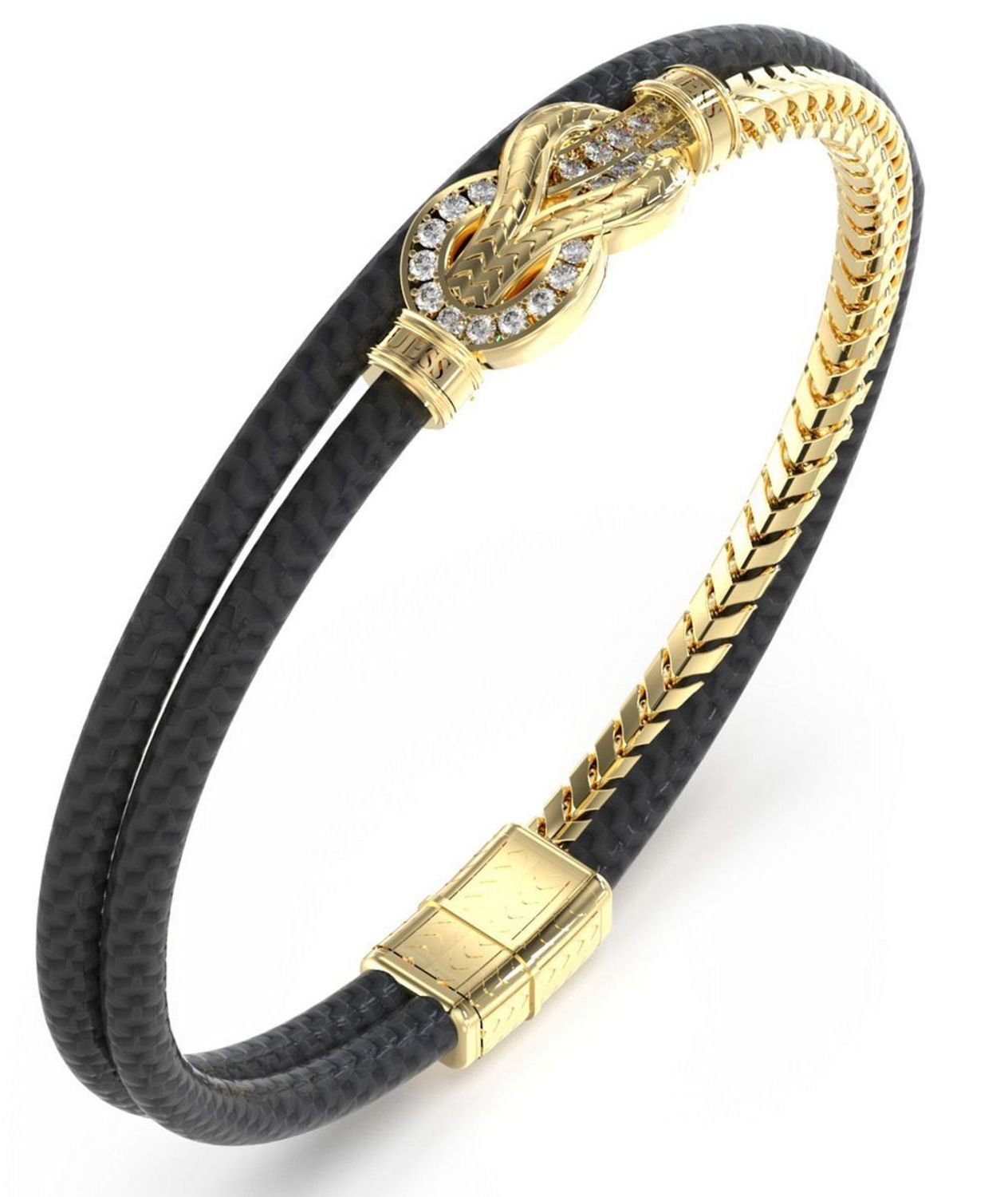 Złota bransoletka męska GUESS węzeł nieskończoności JUMB05029JWYGBKL  Bransoletka męska Guess w złotym kolorze z logo Guess z.jpg