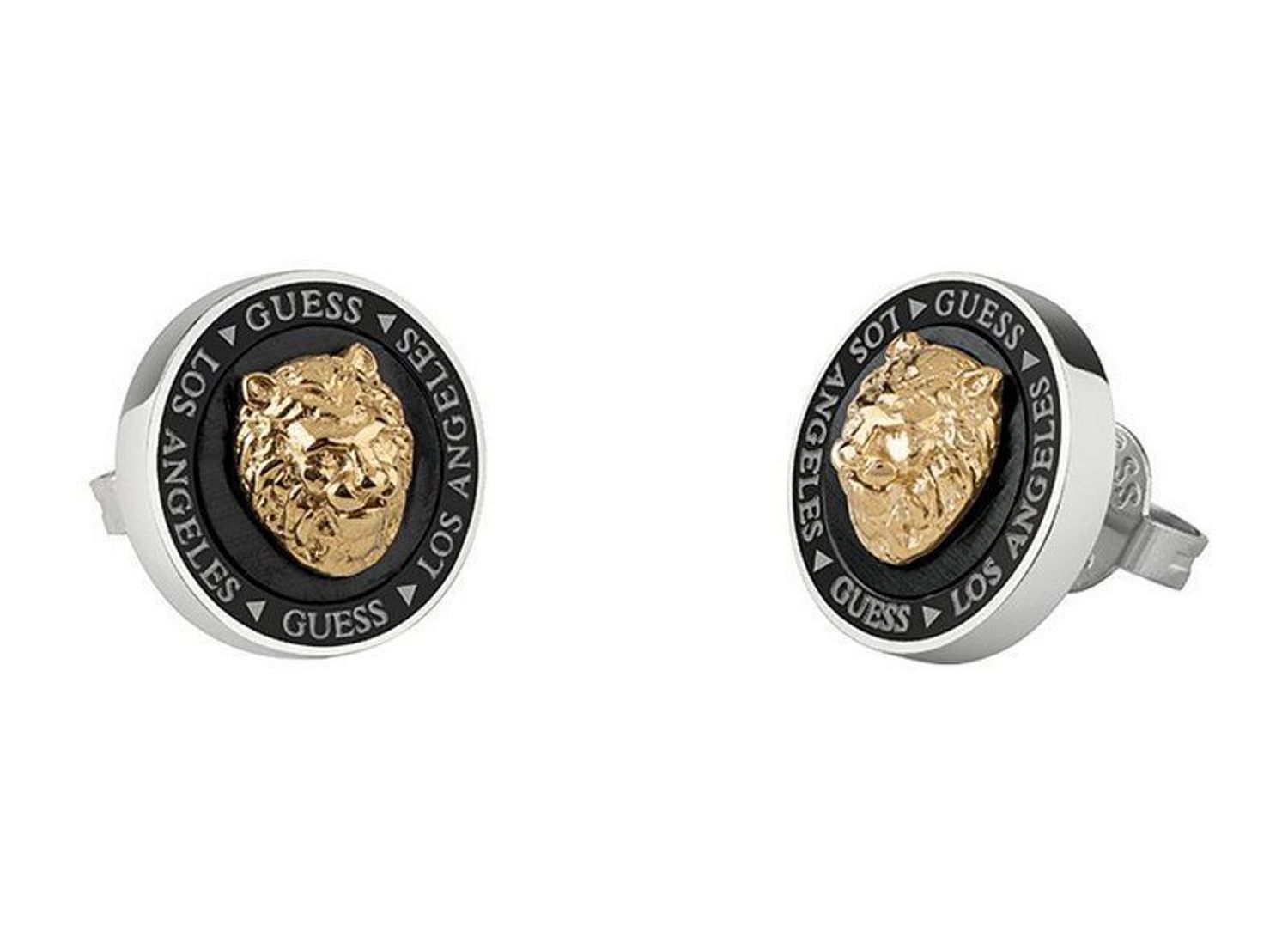 Kolczyki GUESS stalowe srebrno-czarne z logo  JUME01318JWSTYBT.jpg