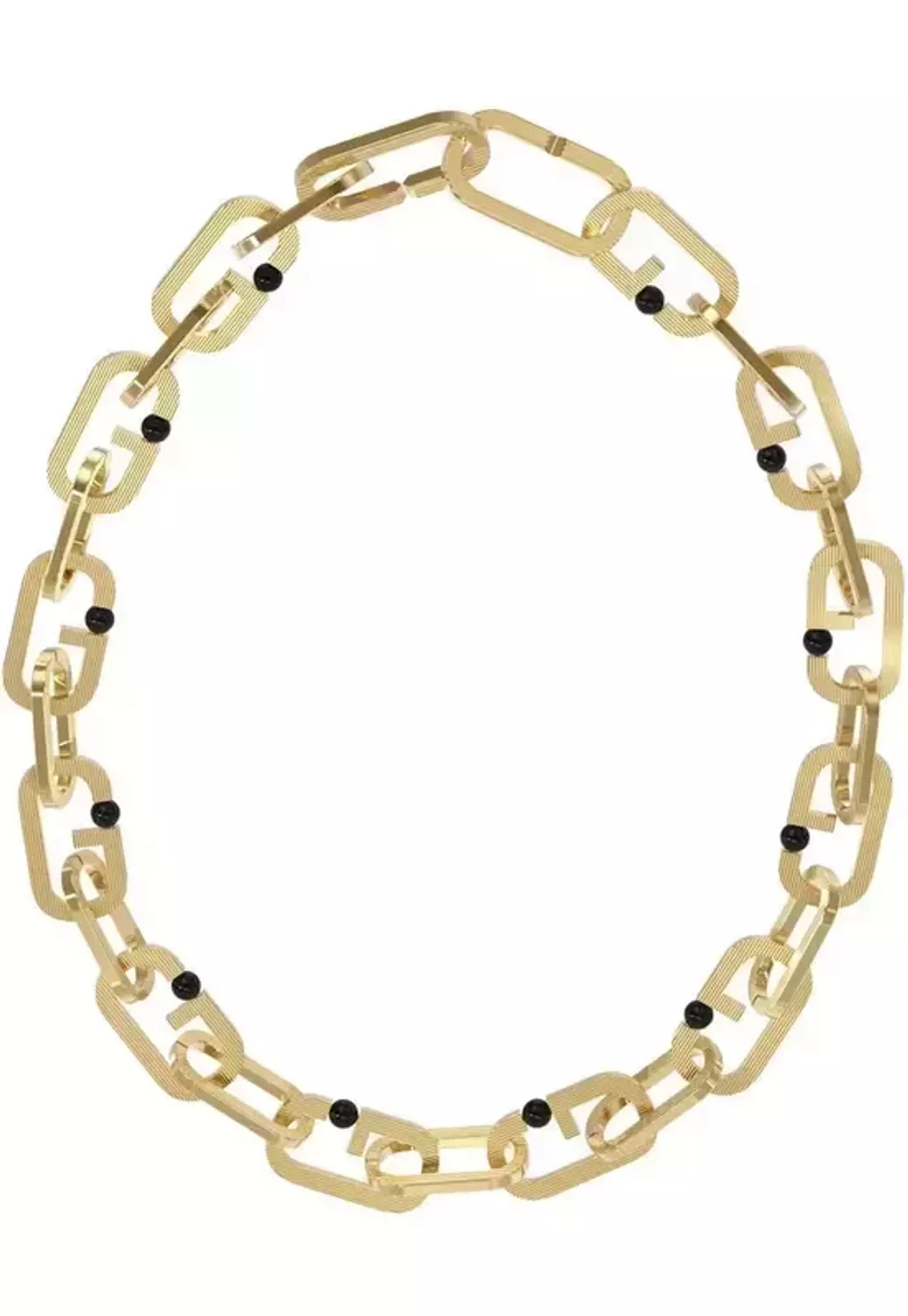 Naszyjnik męski, stal GUESS w kolorze złotym z czarnymi kulkami JUMN02120JWYGT.webp