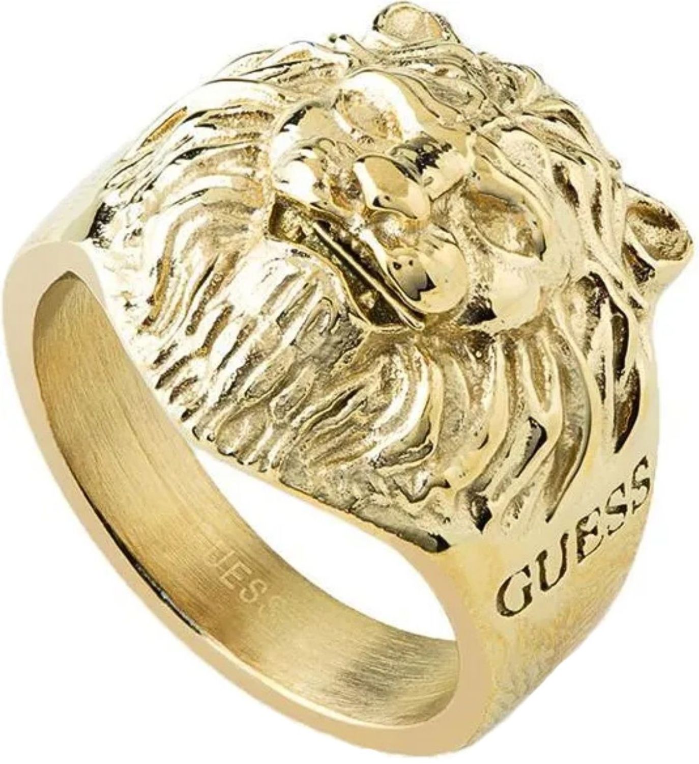 Sygnet męski GUESS z głową lwa – złoty platerowany pierścień rozmiar 20 guess.jpg