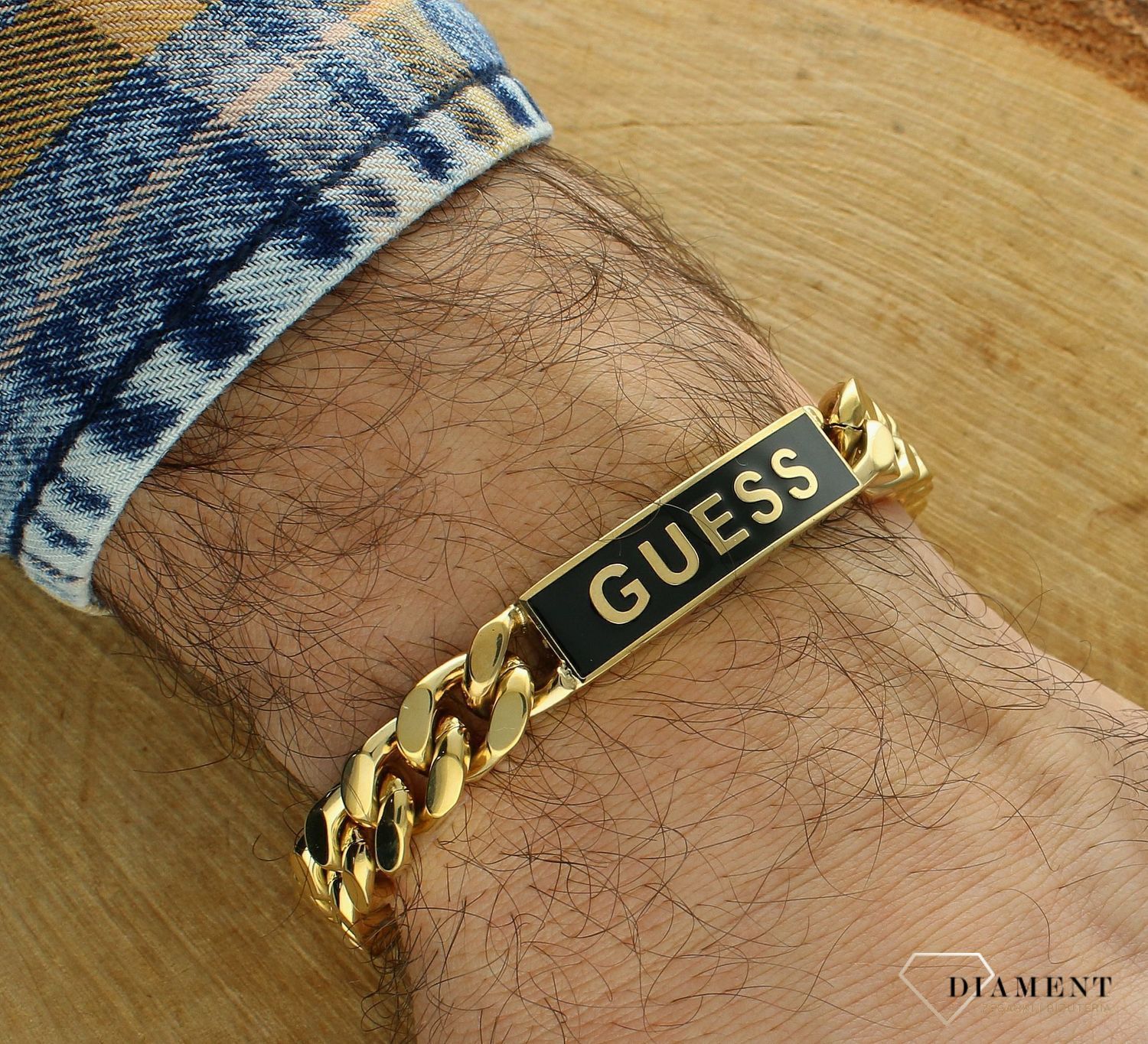 Bransoletka męska GUESS stalowa pancerka blaszka logo Guess JUXB03002JWYGBKL.jpg