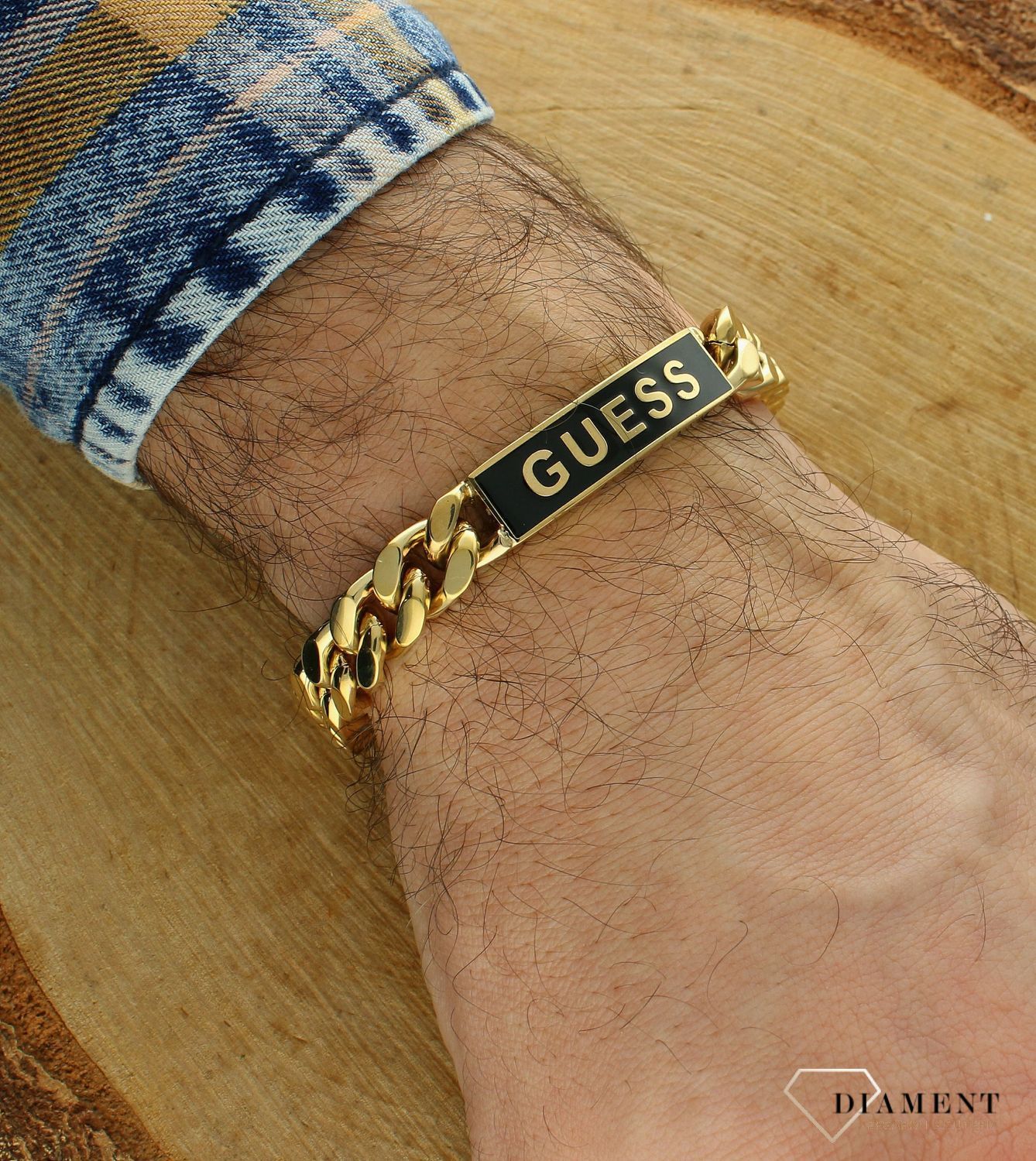 Bransoletka męska GUESS stalowa pancerka blaszka logo Guess JUXB03002JWYGBKL.jpg
