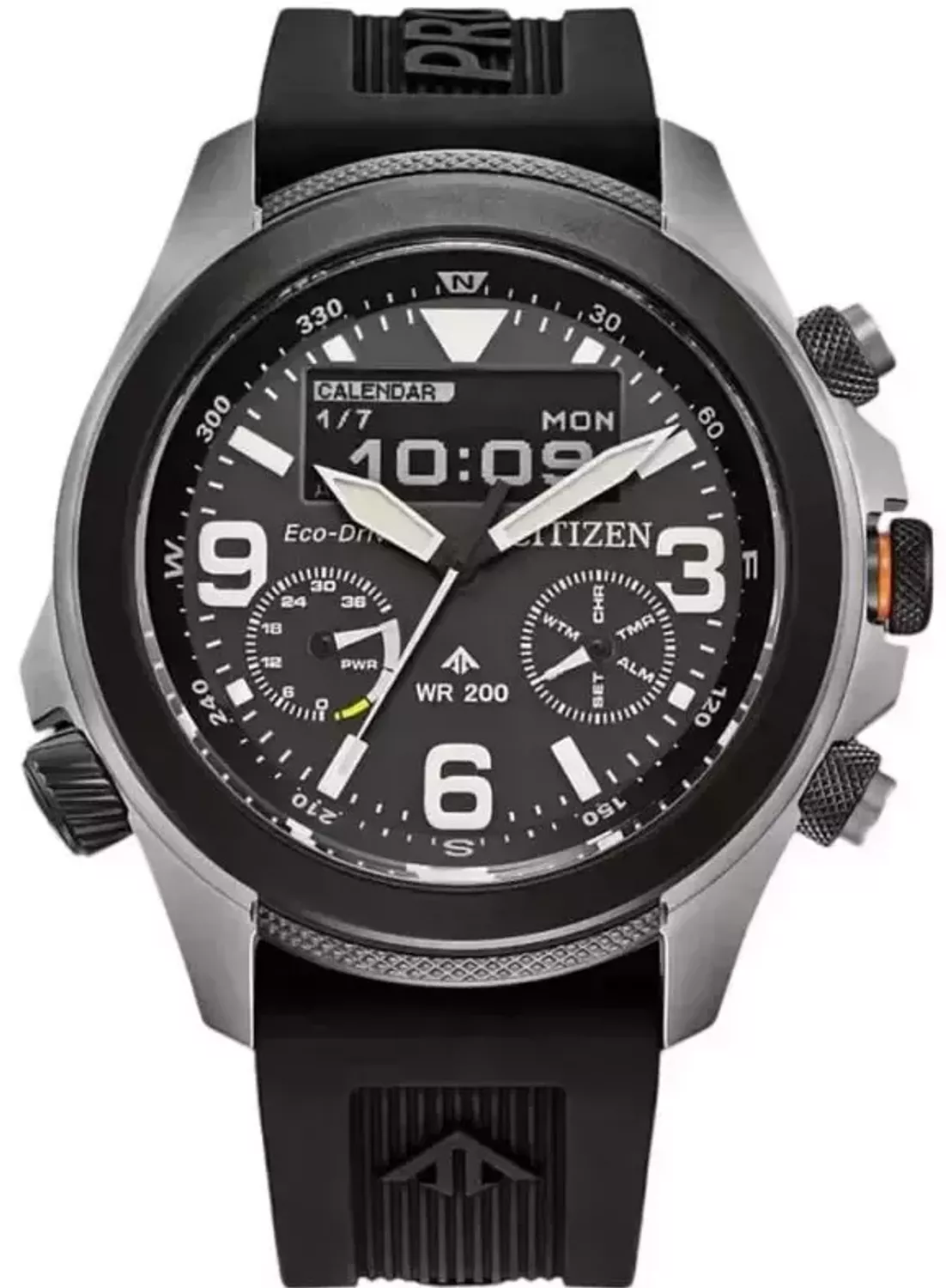 Zegarek męski CITIZEN Promaster Land JV1007-07E Profesjonalny zegarek stworzony z myślą o lądzie, morzu i niebie, oferując niezrównaną precyzję i wytrzymałość. Nie wymaga wymiany baterii dzięki systemowi Eco-drive11.webp