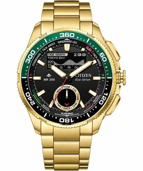 Zegarek męski Citizen Promaster Marine Wave Tracker JV3002-51E Eco-Drive Chronograph – złoty z czarną tarczą (2).jpg