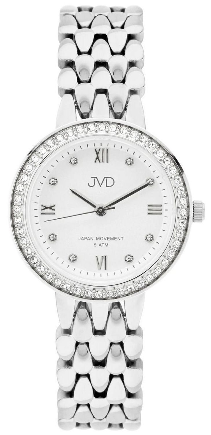 Zegarek damski JVD JZ208.3 z kopertą 29 mm, stalową bransoletą, tarczą z cyframi rzymskimi, mechanizmem Miyota i szkłem mineralnym. Wodoszczelność 5 ATM. Elegancja na co dzień.1.jpg
